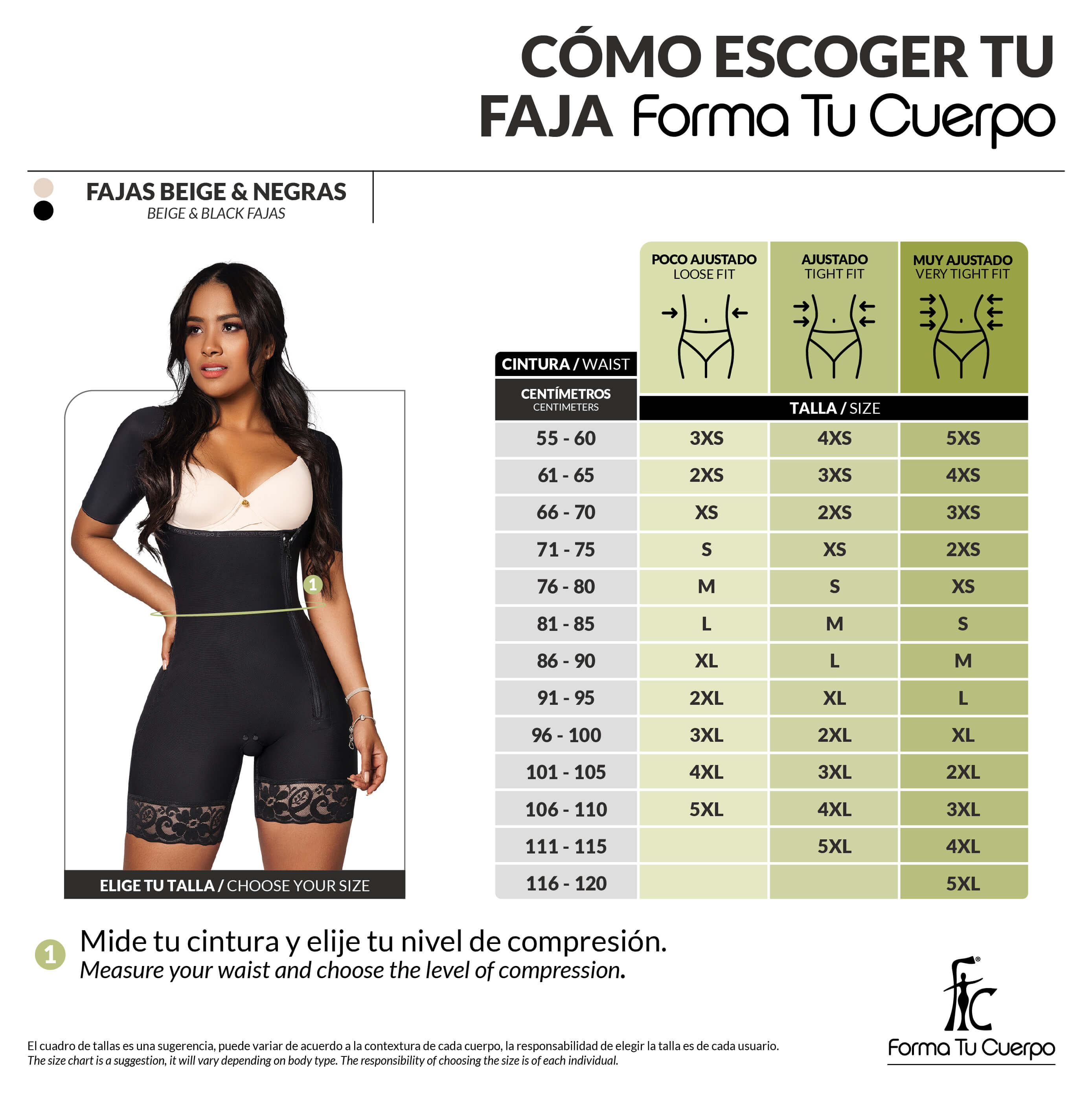 Faja media pierna color negro y manga corta ( Ref. O-017 )