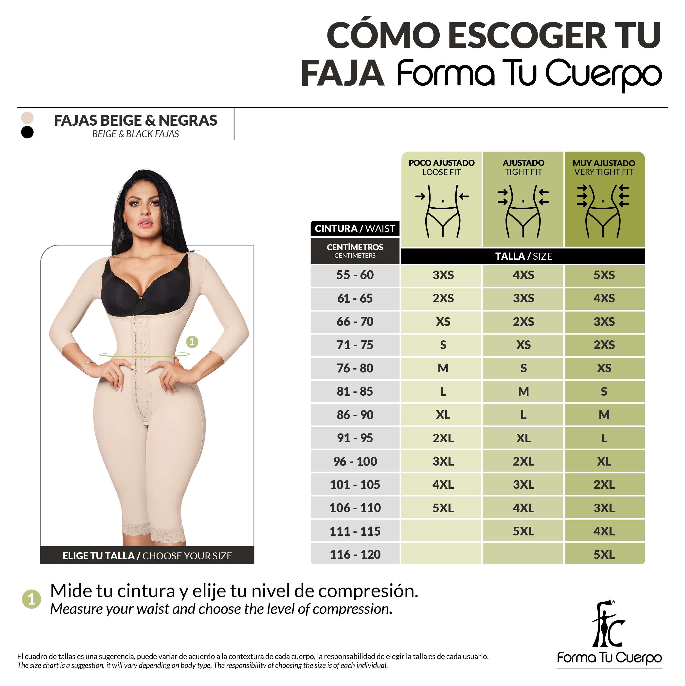 Faja completa reloj de arena - manga larga hasta la rodilla con cremallera perineal y broche central ( Ref. O-025 )