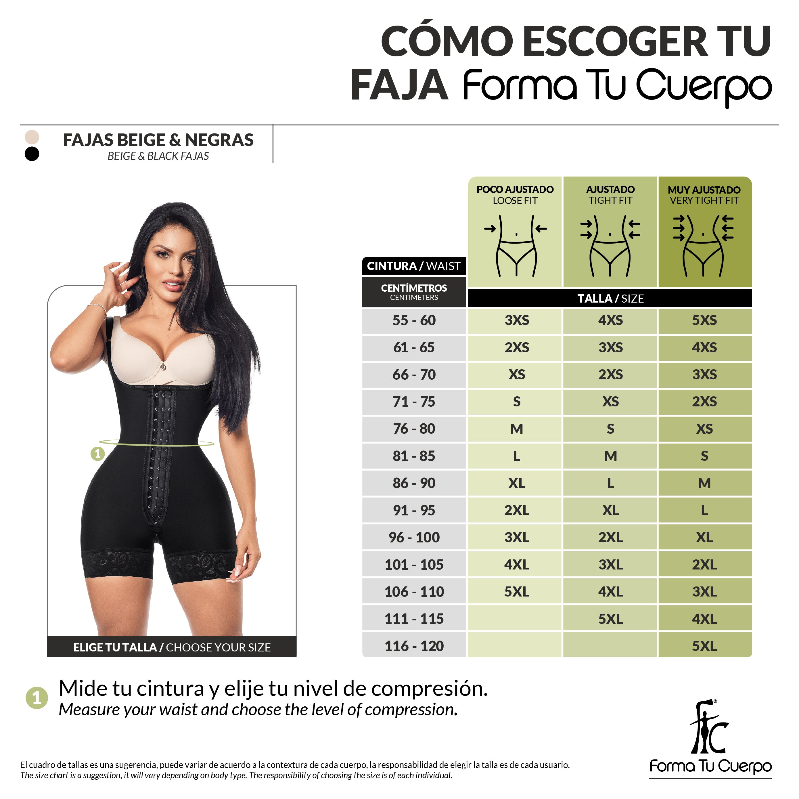 Faja con broches negra ( Ref. O-211 )