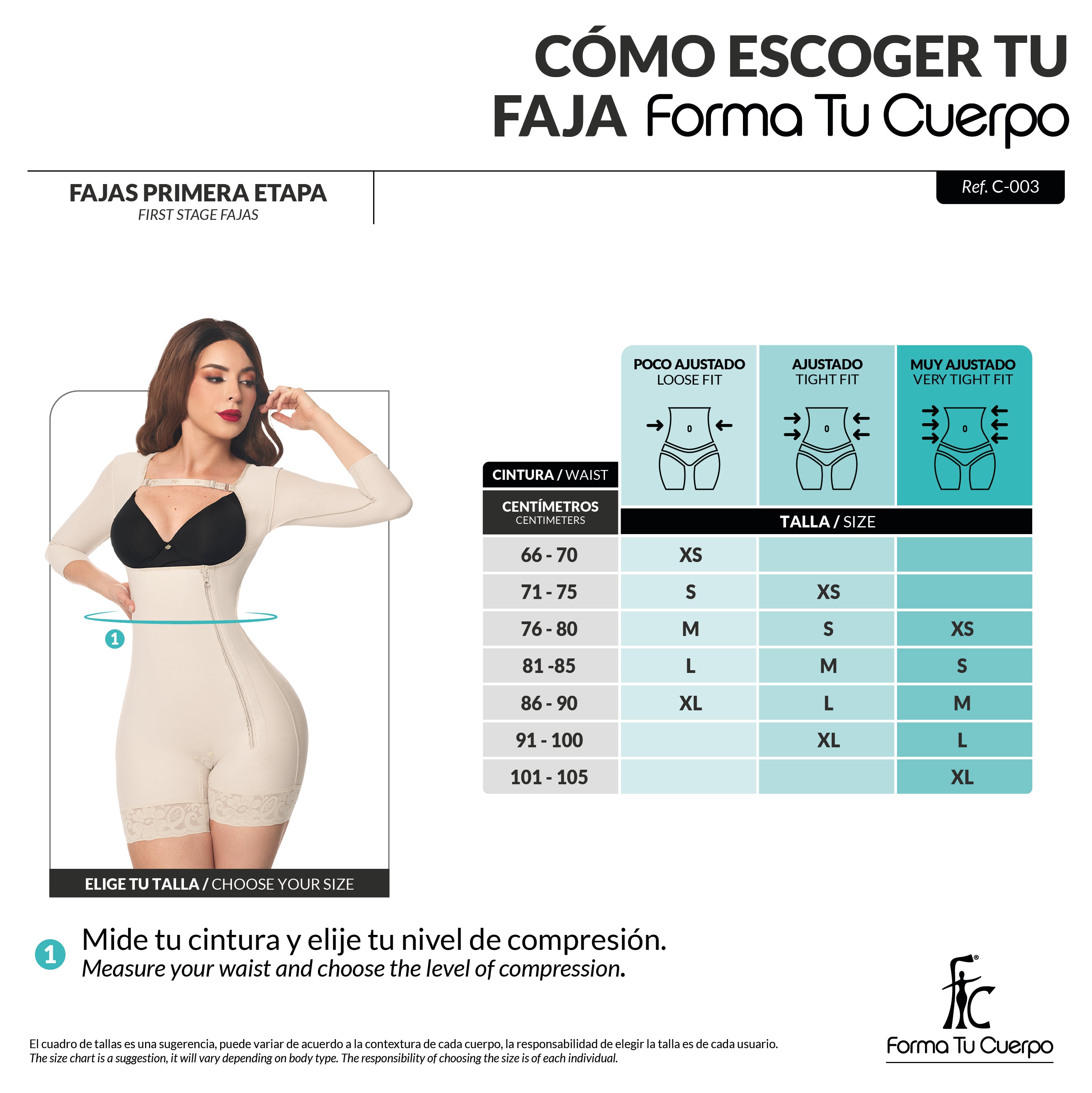 Faja postoperatoria : Compresión media versátil ( REF. C-003 )