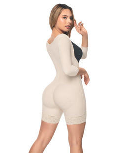 Faja postquirúrgica beige con broches frontales:  Ajuste progresivo ( REF. C-004 )