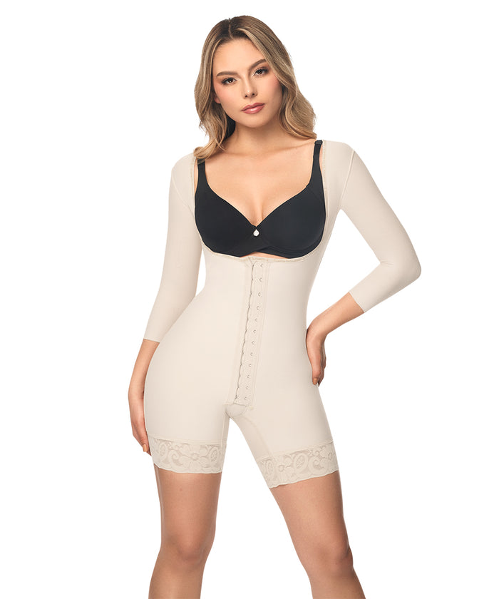 Faja postquirúrgica beige con broches frontales:  Ajuste progresivo ( REF. C-004 )