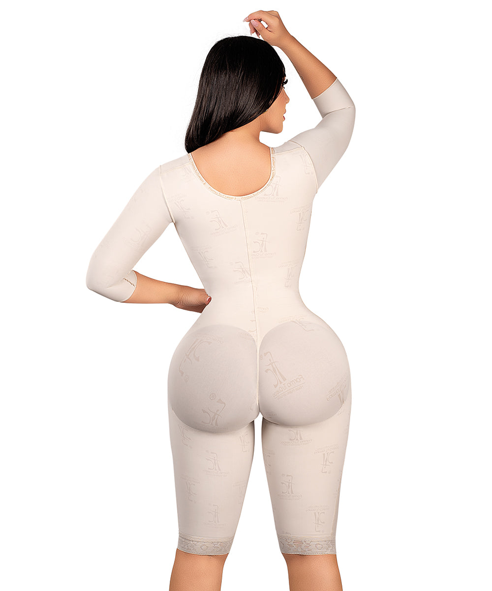 C-023 Beige Trusa Rodilla Tira Ancha 35 cm Cierre Central Cremallera