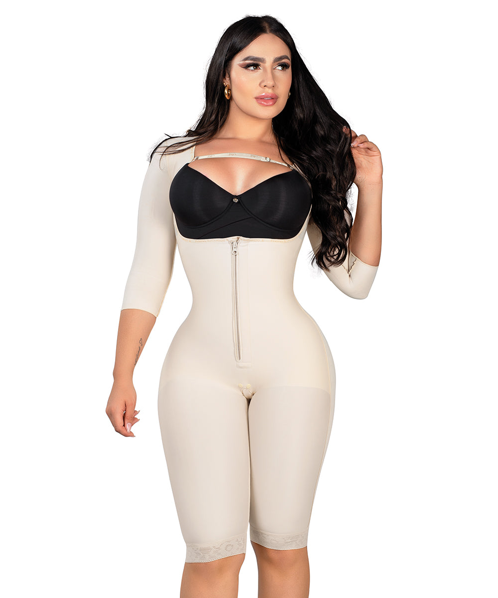 C-023 Beige Trusa Rodilla Tira Ancha 35 cm Cierre Central Cremallera