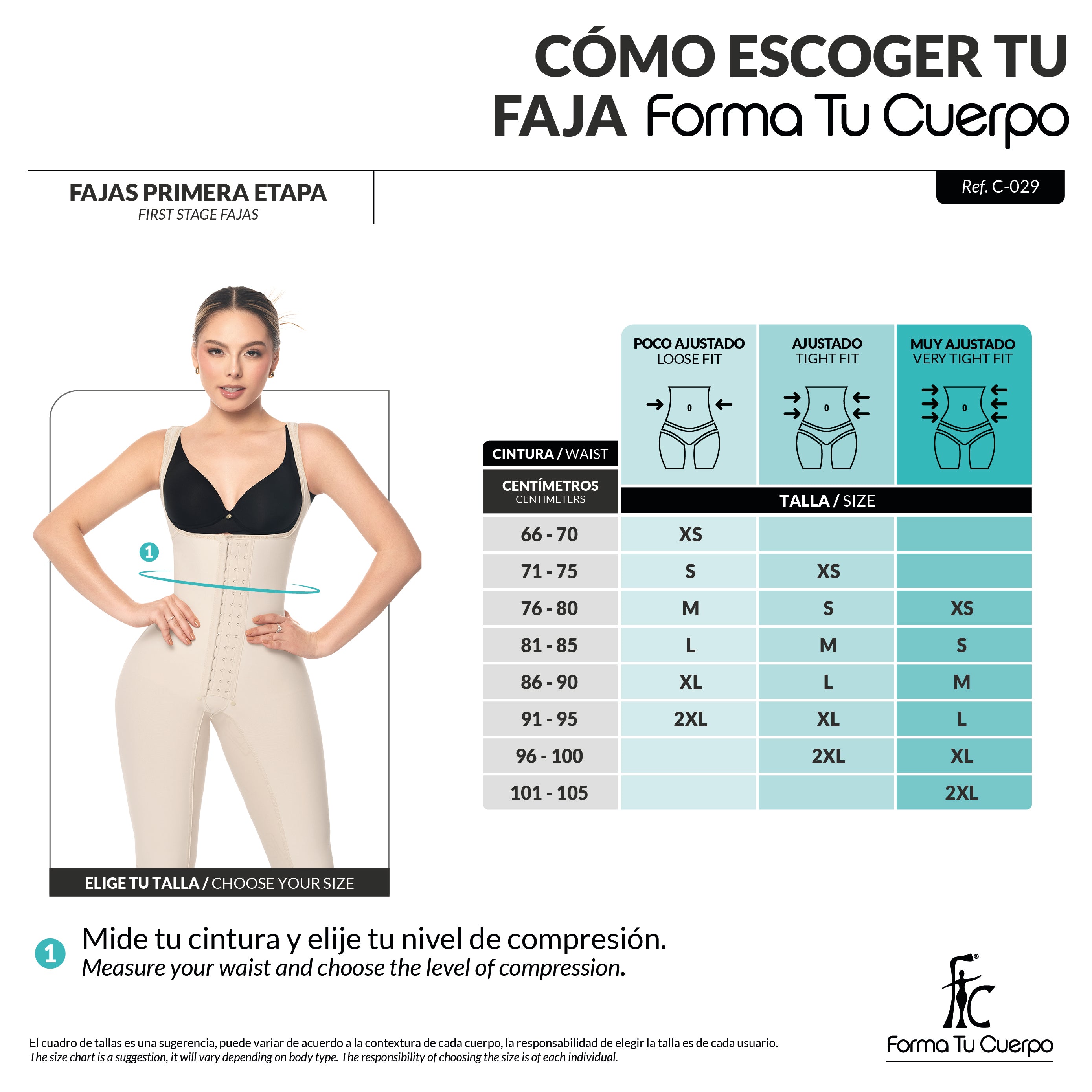 C-029  Beige Trusa Lycra Rodilla Broche Central