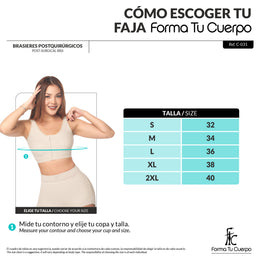 Brasier postquirúrgico con faja, tiras anchas y  soporte dorsal ( REF. C-031 )