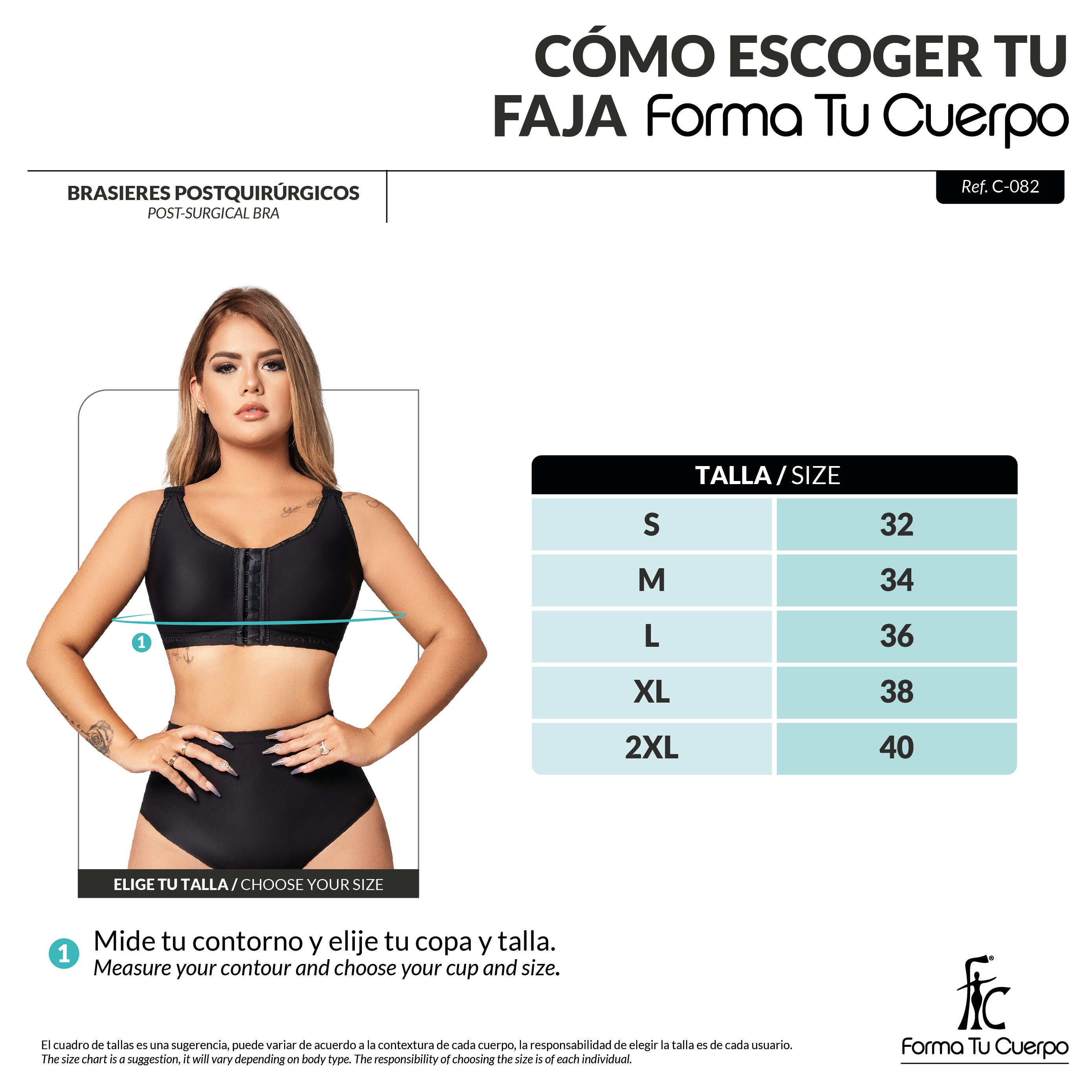 Brasier postoperatorio con realce: Soporte y definición ( REF. C-082 )