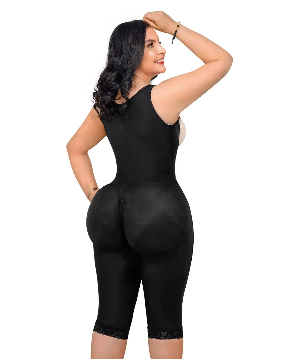 LUXI-223 NEGRO FAJA RODILLA GLUTEO INVISIBLE MANGA SISA