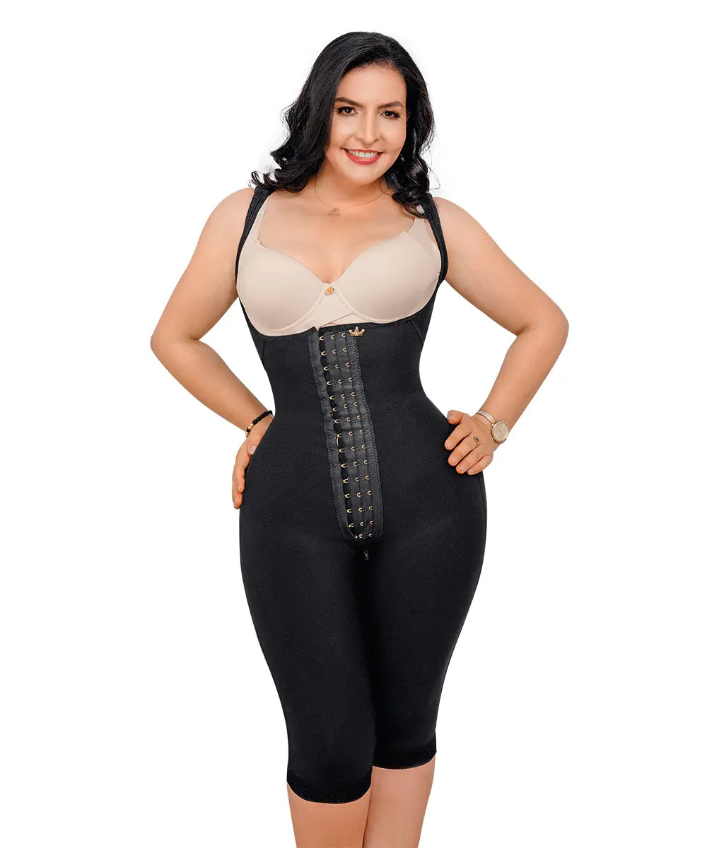 LUXI-223 NEGRO FAJA RODILLA GLUTEO INVISIBLE MANGA SISA
