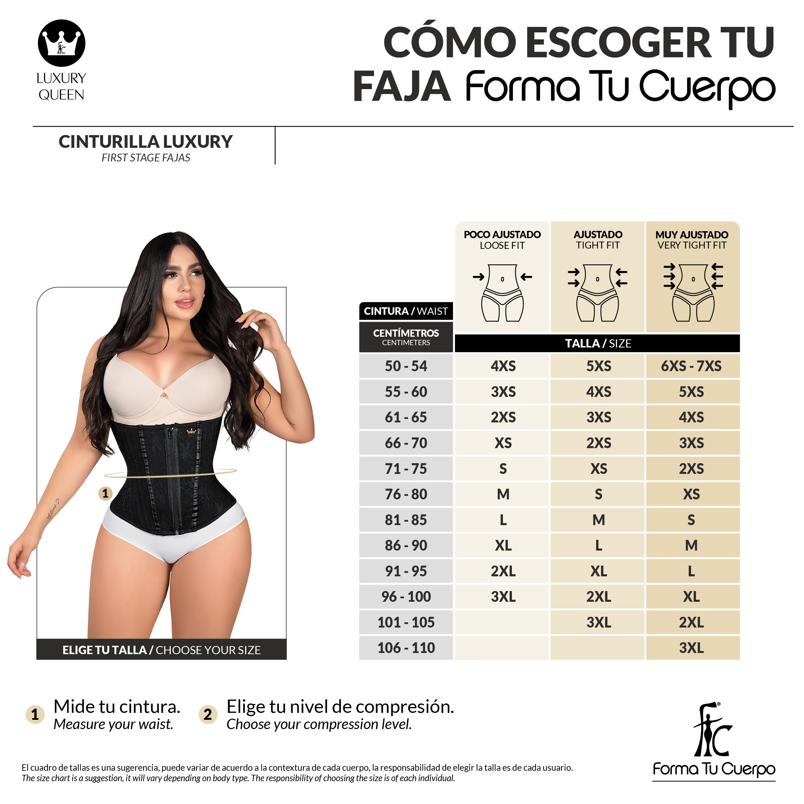 Cinturilla corset postquirúrgica: Alta definición cintura curvy ( Ref. Lux-061 )
