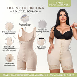 Faja moldeadora reloj de arena control abdomen - media pierna con tiras, cremalleras y broche central ( Ref. O-011 )