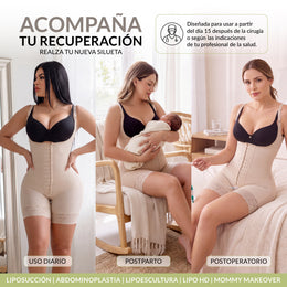 Faja moldeadora reloj de arena control abdomen - media pierna con tiras, cremalleras y broche central ( Ref. O-011 )