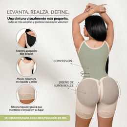 Faja moldeadora reloj de arena control abdomen - media pierna con tiras, cremalleras y broche central ( Ref. O-011 )