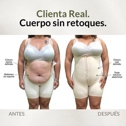 Faja moldeadora reloj de arena control abdomen - media pierna con tiras, cremalleras y broche central ( Ref. O-011 )
