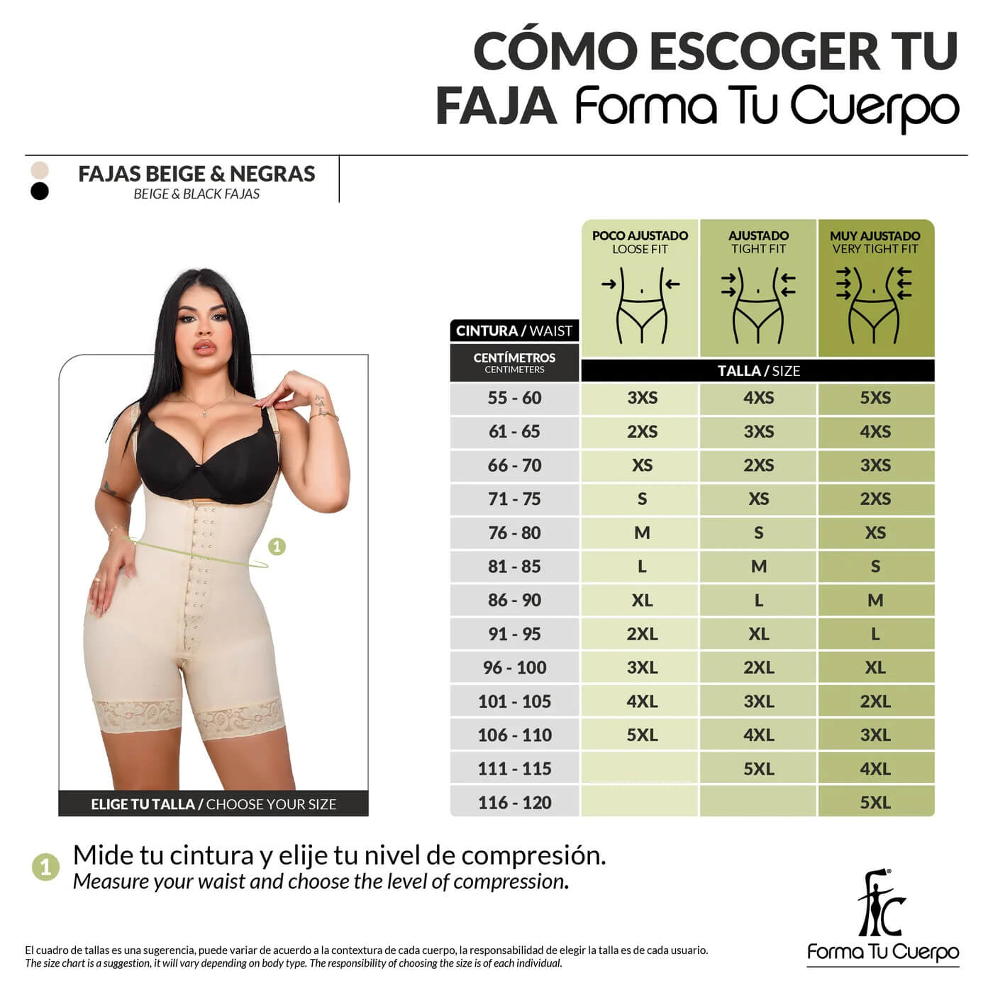 Faja moldeadora reloj de arena control abdomen - media pierna con tiras, cremalleras y broche central ( Ref. O-011 )
