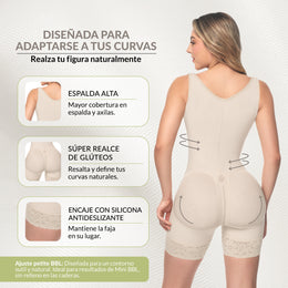 Faja moldeadora reloj de arena manga sisa - media pierna con cremallera perineal y broche central ( Ref. O-013 )