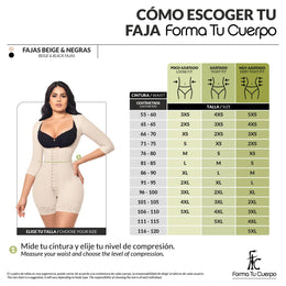 Faja control de abdomen reloj de arena, media pierna con manga larga, cremallera perineal y broche central ( Ref. O-015 )