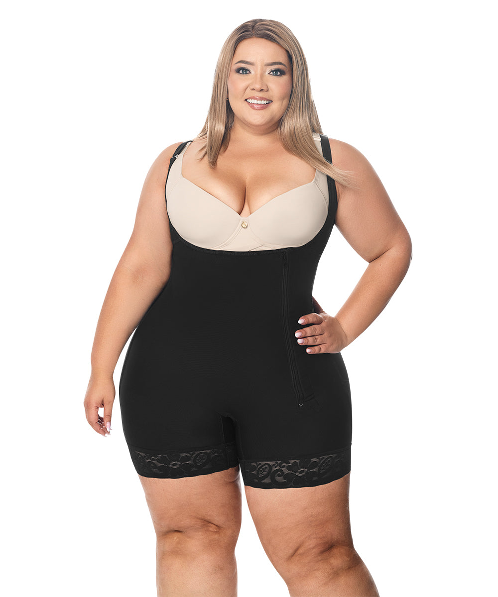 Faja moldeadora control abdomen - media pierna con tiras y cremallera lateral ( Ref. O-016 )