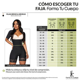 Faja control de abdomen, media pierna con manga corta y cremallera lateral ( Ref. O-017 )