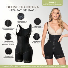Faja moldeadora reloj de arena control abdomen - media pierna con tiras, cremalleras y broche central ( Ref. O-211 )