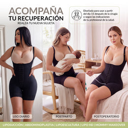 Faja moldeadora reloj de arena control abdomen - media pierna con tiras, cremalleras y broche central ( Ref. O-211 )