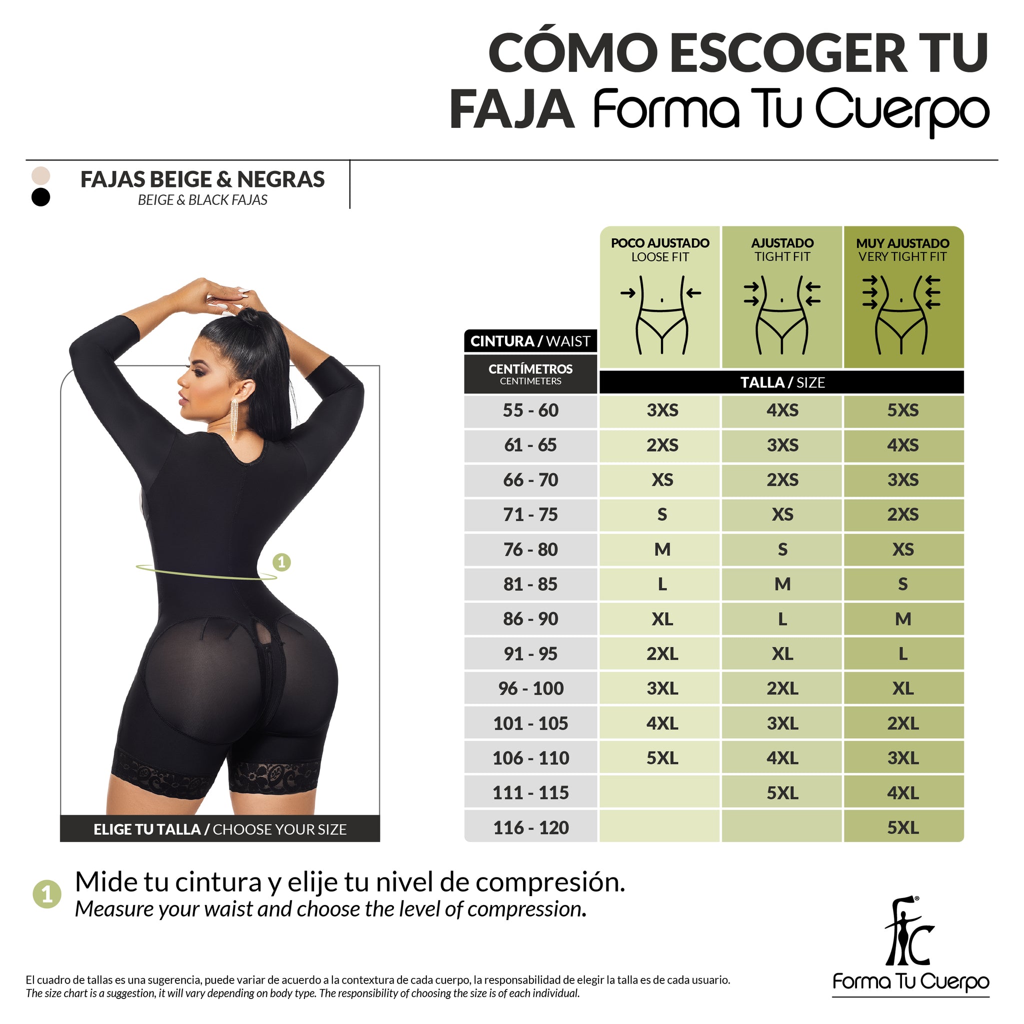 Faja control de abdomen reloj de arena, media pierna con manga larga, cremallera perineal y broche central ( Ref O-215 )