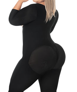 Faja completa reloj de arena - manga larga hasta la rodilla con cremallera perineal y broche central. (Ref O-225)