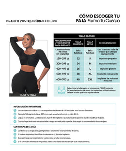 Faja postquirúrgica con brasier, mangas y control de  torso ( Ref. C-080 )