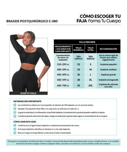 Faja postquirúrgica con brasier, mangas y control de  torso ( Ref. C-080 )