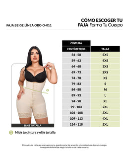 Faja moldeadora reloj de arena control abdomen - media pierna con tiras, cremalleras y broche central ( Ref. O-011 )