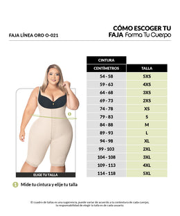 Faja reloj de arena hasta la rodilla con tiras, broche central y cremallera perineal ( Ref. O-021 )