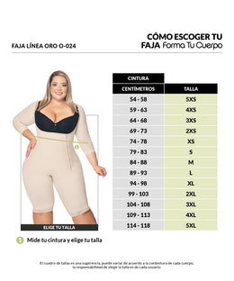 Faja moldeadora con manga corta hasta la rodilla y  cremallera lateral ( Ref. O-024 )