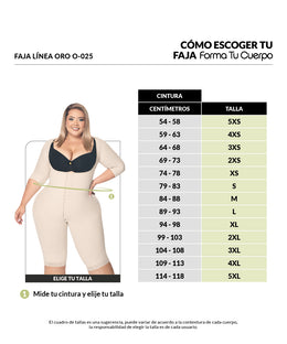 Faja completa reloj de arena - manga larga hasta la rodilla con cremallera perineal y broche central ( Ref. O-025 )