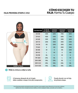 Faja postquirúrgica hasta la rodilla con compresión media reloj de arena ( REF. C-012 )