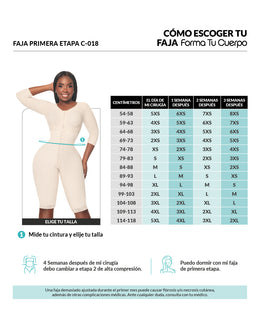 Faja postquirúrgica con broches centrales ajuste progresivo  y compresión media ( Ref. C-018 )
