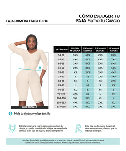 Faja postquirúrgica con broches centrales ajuste progresivo  y compresión media ( Ref. C-018 )
